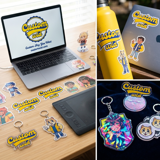 Custom holographic acrylic keychain with anime design