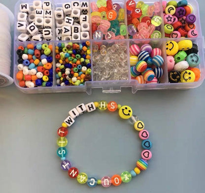 DIY Stretch Bracelet Alphabet Rainbow Hand Beaded - Custom WLD