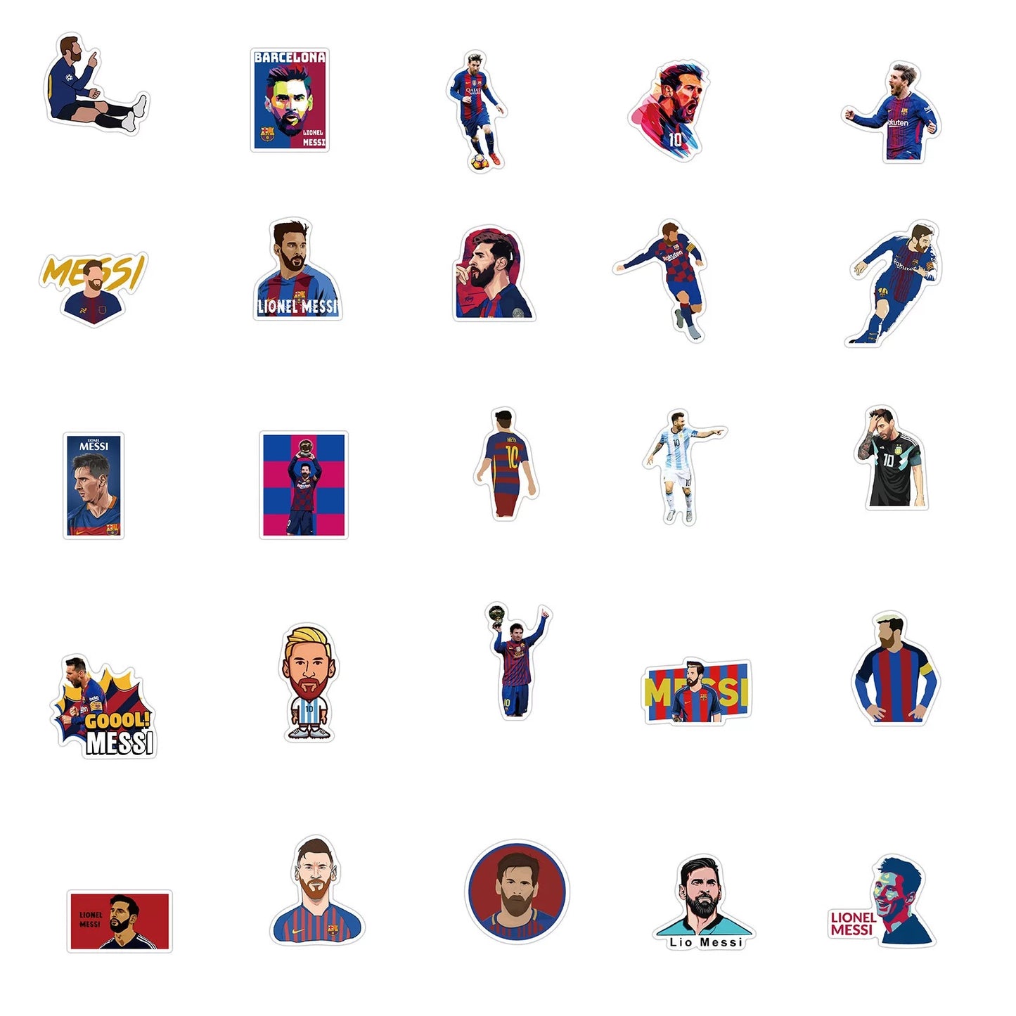 50 Sheets Sports Football Star Messi Stickers Laptop Guitar Phone Case Decoration Waterproof