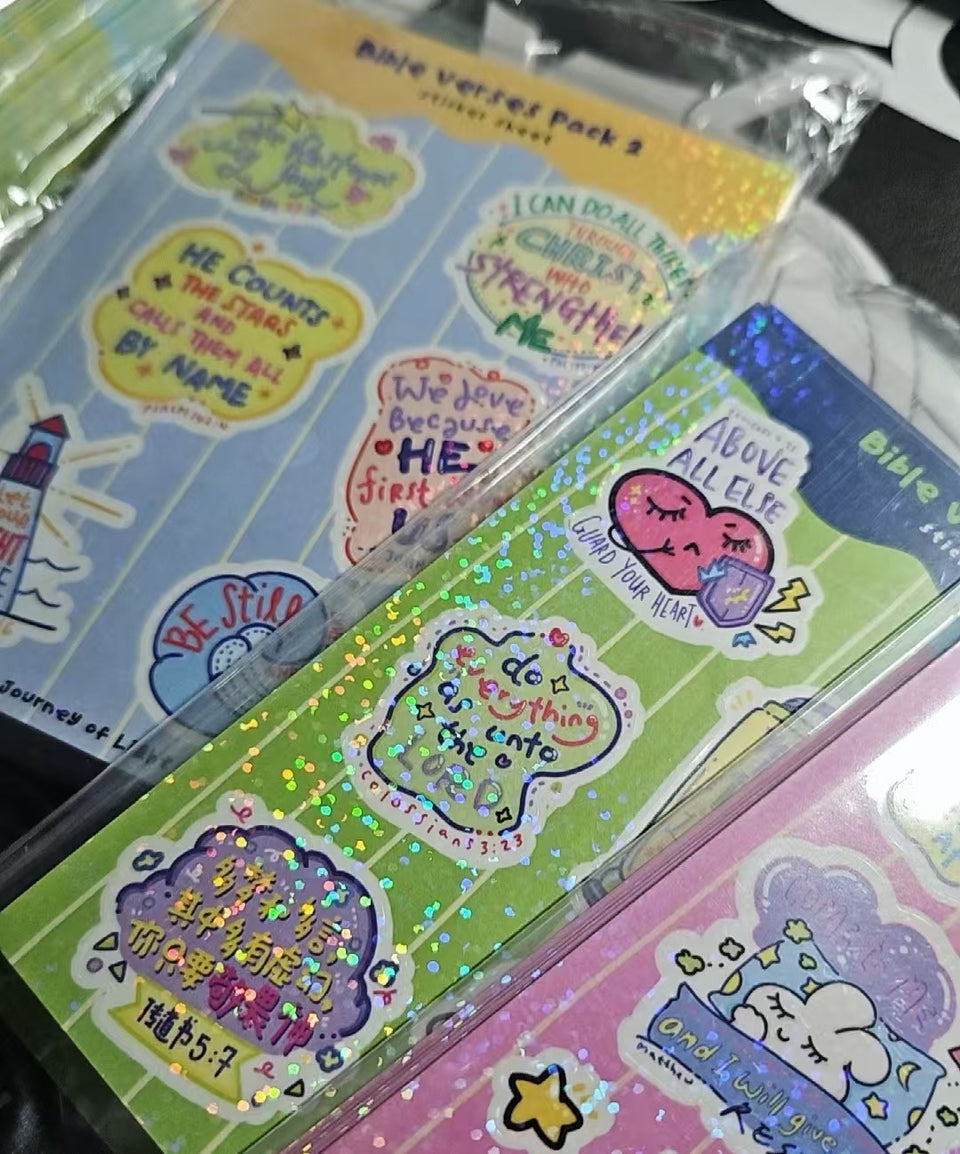 Customer photo of colorful custom sticker sheets
